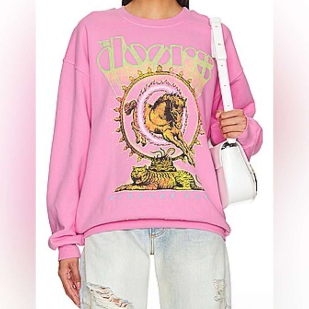 Daydreamer The Doors Crewneck Pink Cozy Sweatshirt - Size L